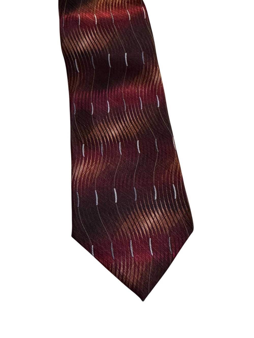 Murano Italia Men Tie Red Gold‎ Pattern 100% Silk Made USA 63 x 3.5" Long Length
